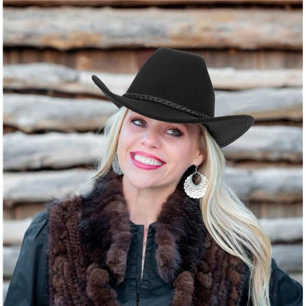 Womens Western Cowboy Hats Black-hemp Rope Decorative Belt - Picture 7 of 7